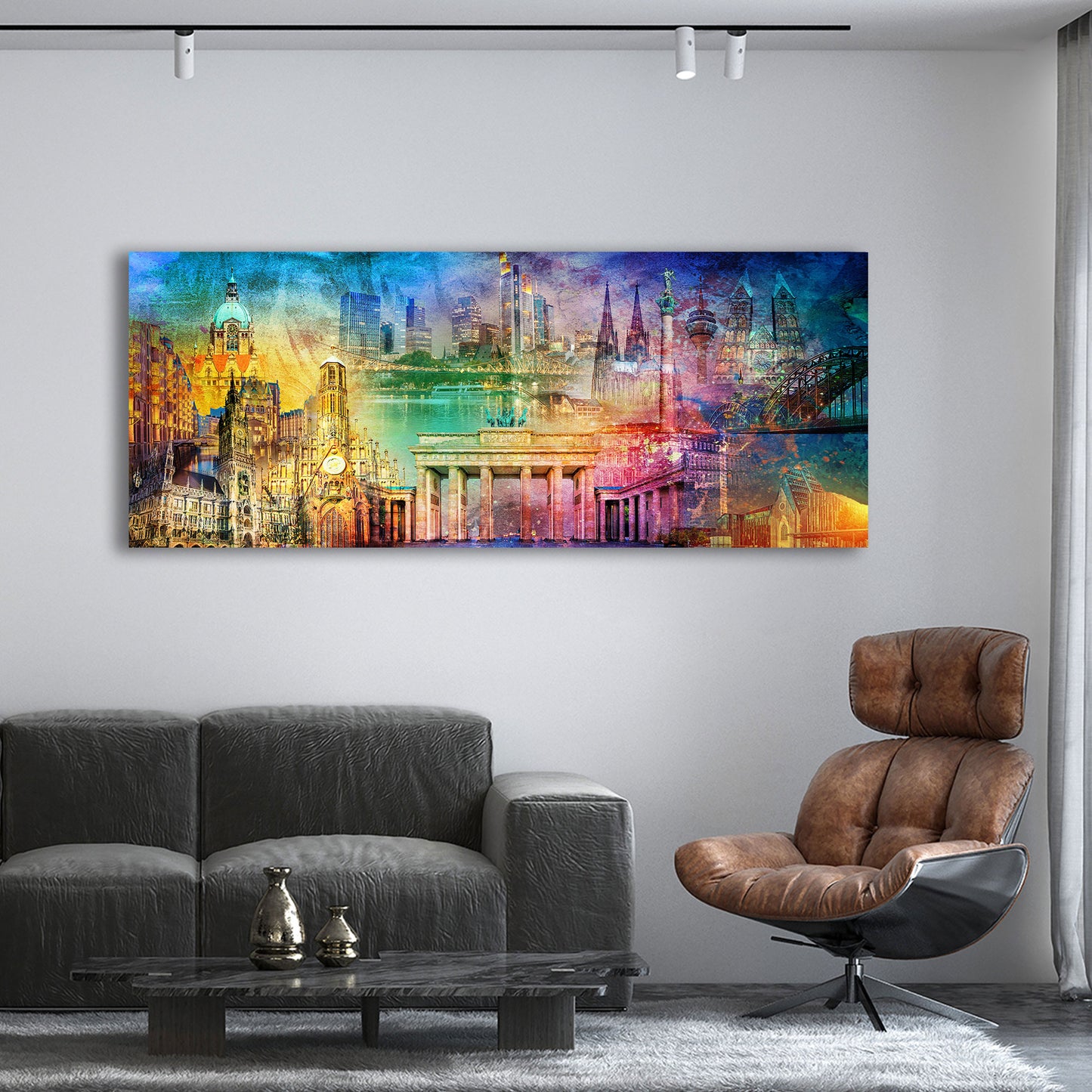 Deutschland Pop Art Städtecollage Leinwandbild Wandbild Kunstdruck XL Wanddeko