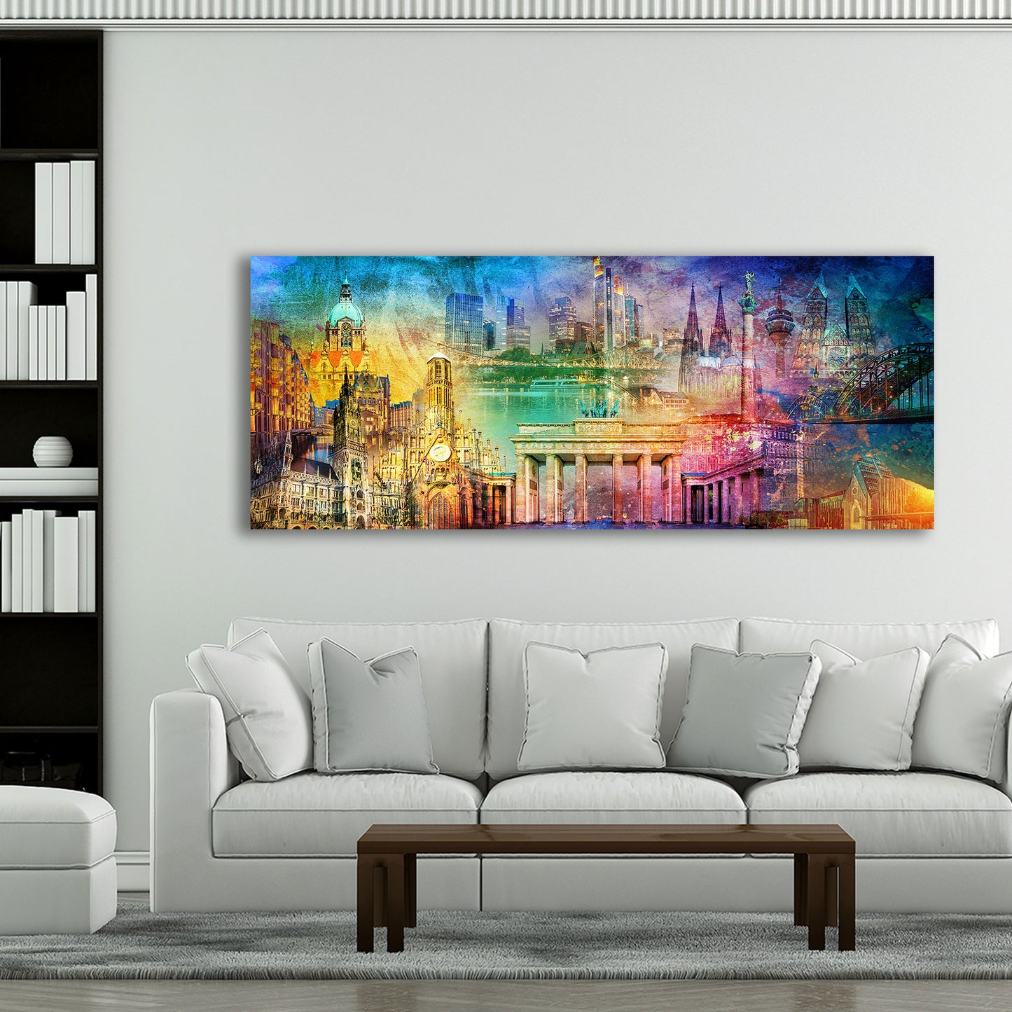 Deutschland Pop Art Städtecollage Leinwandbild Wandbild Kunstdruck XL Wanddeko