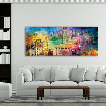 Deutschland Pop Art Städtecollage Leinwandbild Wandbild Kunstdruck XL Wanddeko