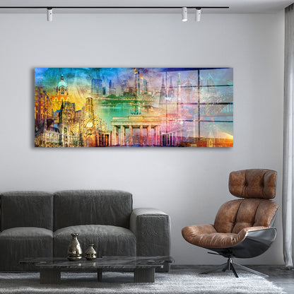 Deutschland Pop Art Städtecollage Acrylglasbild Wandbild Wanddeko Wohnzimmer XL