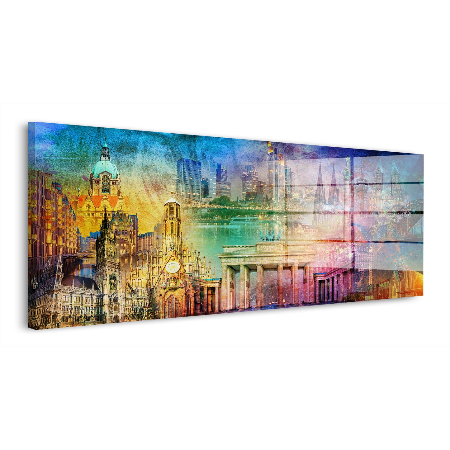 Deutschland Pop Art Städtecollage Acrylglasbild Wandbild Wanddeko Wohnzimmer XL