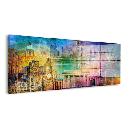 Deutschland Pop Art Städtecollage Acrylglasbild Wandbild Wanddeko Wohnzimmer XL