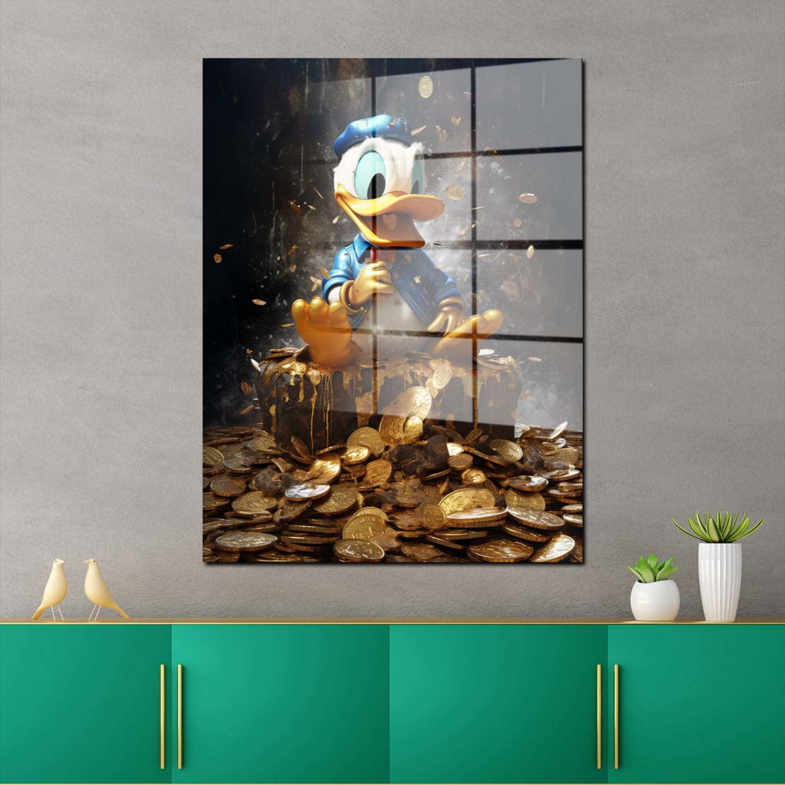 Duck Goldmünzen Acrylglasbild Wandbild Bild Wanddeko Wohnzimmer XL