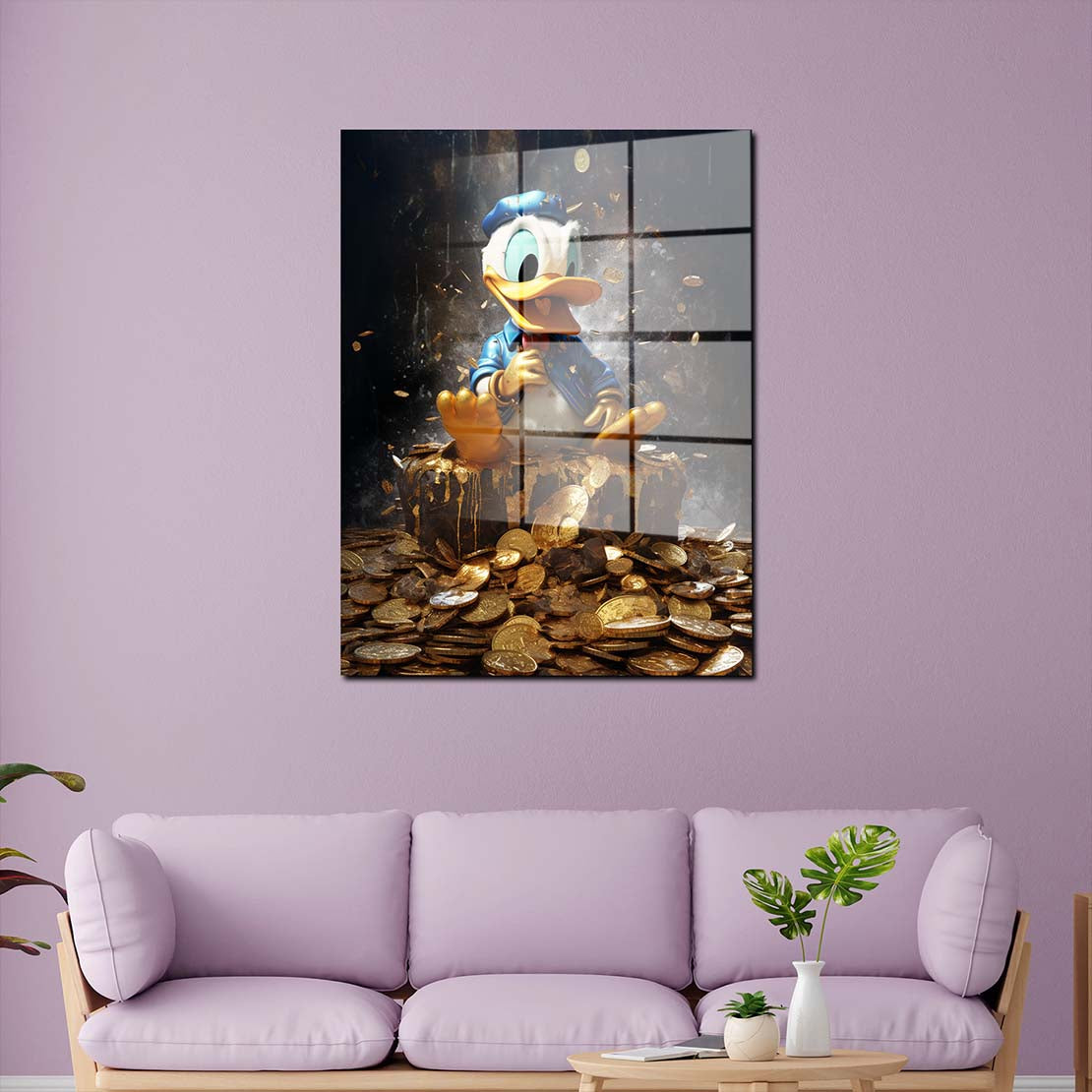 Duck Goldmünzen Acrylglasbild Wandbild Bild Wanddeko Wohnzimmer XL