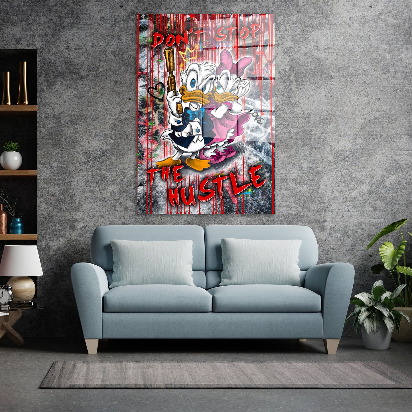 Duck Hustle Pop Art Acrylglasbild Wandbild Bild Wanddeko Wohnzimmer XL
