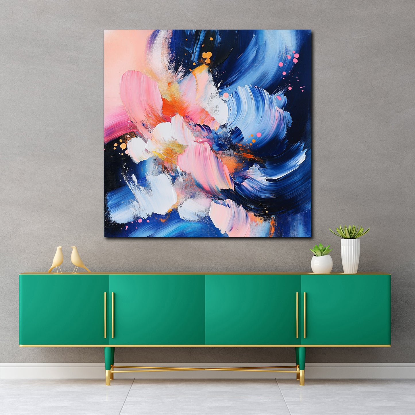 Expressive Farbdynamik kräftig Leinwandbild Wandbild Kunstdruck XL Wanddeko