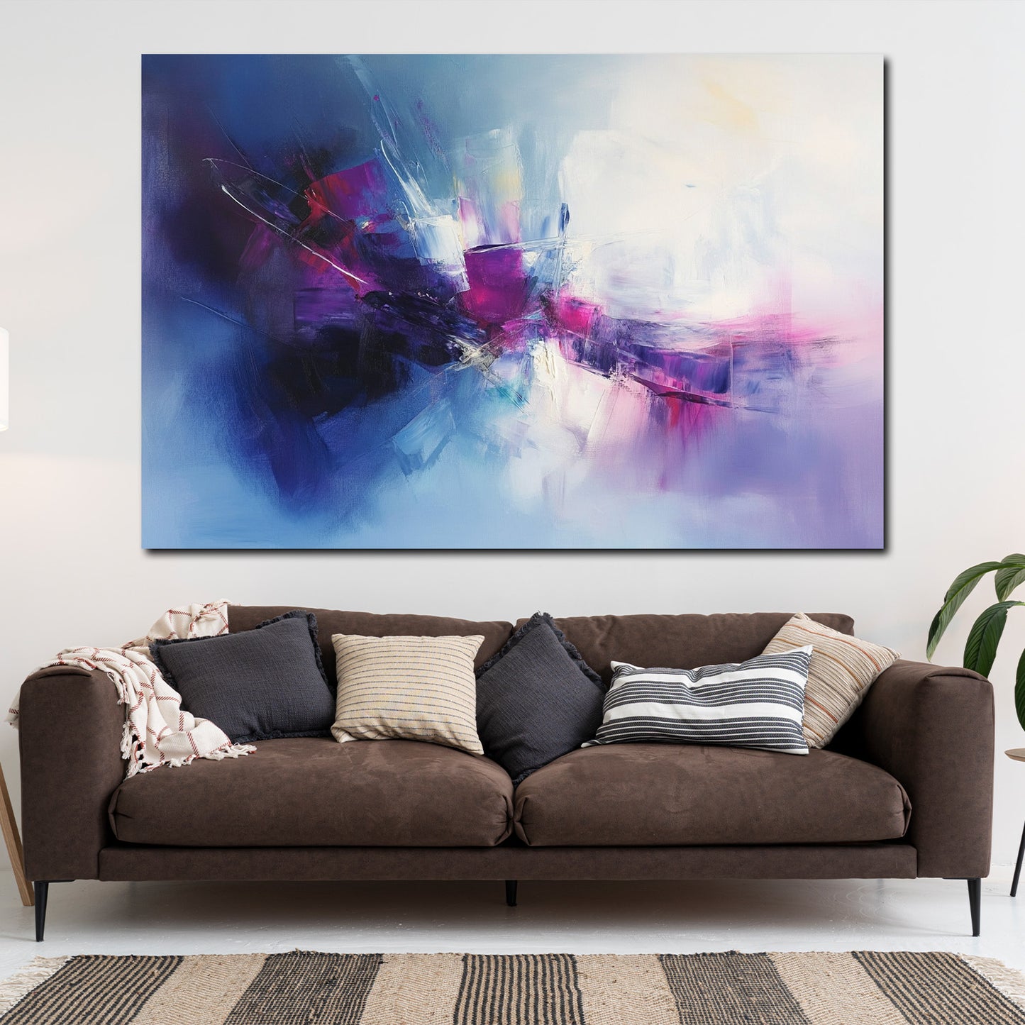 Farbexplosion abstrakt Lila Töne Wandbild Leinwandbild Kunstdruck XL Wanddeko