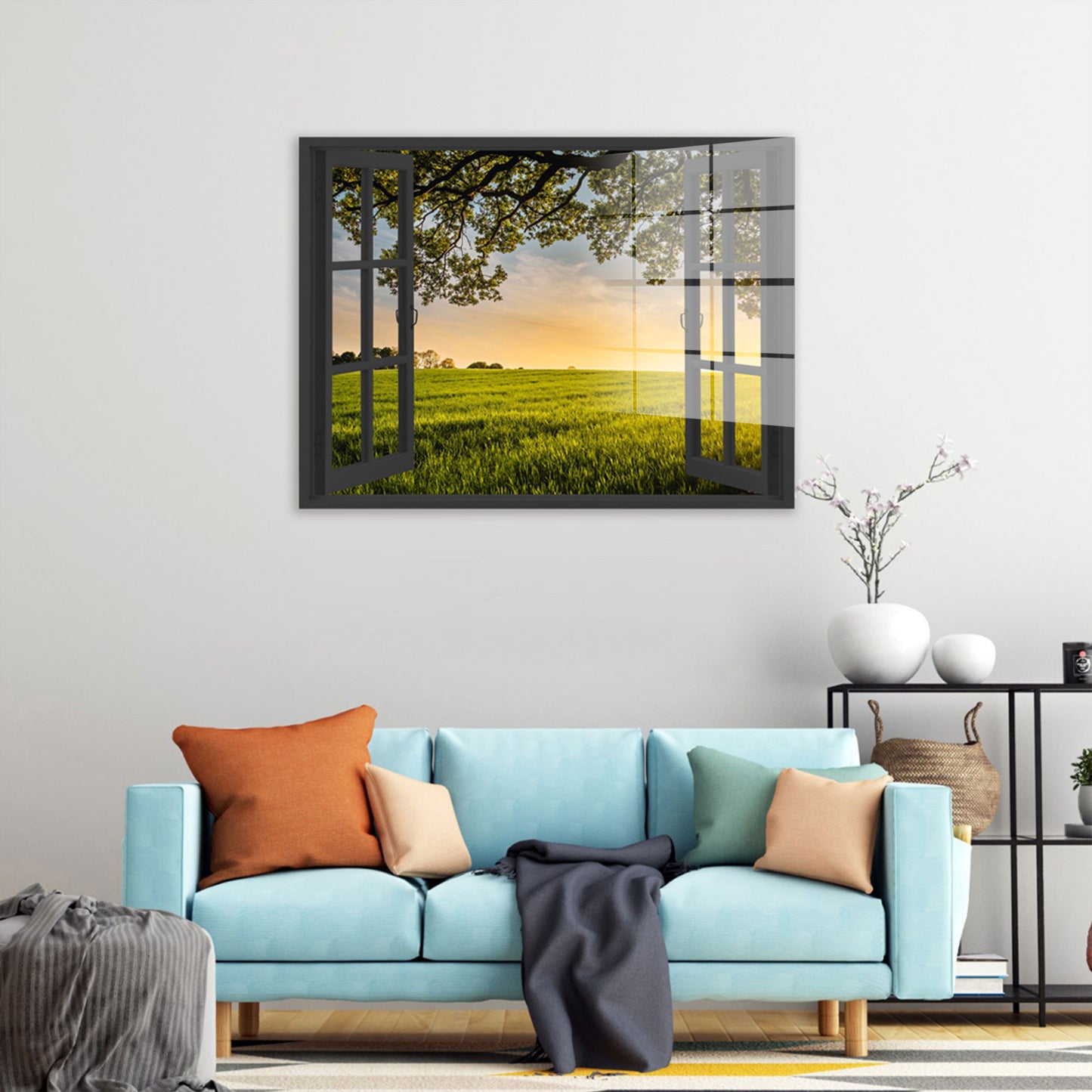 Fenster Landscape Acrylglasbild Wandbild Bild Wanddeko Wohnzimmer XL