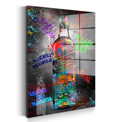 Flasche Whisky Graffiti Kunst Acrylglasbild Wandbild Bild Wanddeko Wohnzimmer XL
