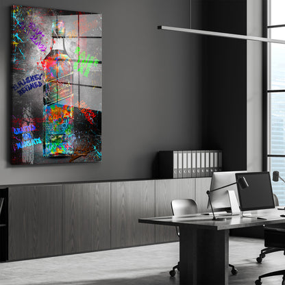 Flasche Whisky Graffiti Kunst Acrylglasbild Wandbild Bild Wanddeko Wohnzimmer XL