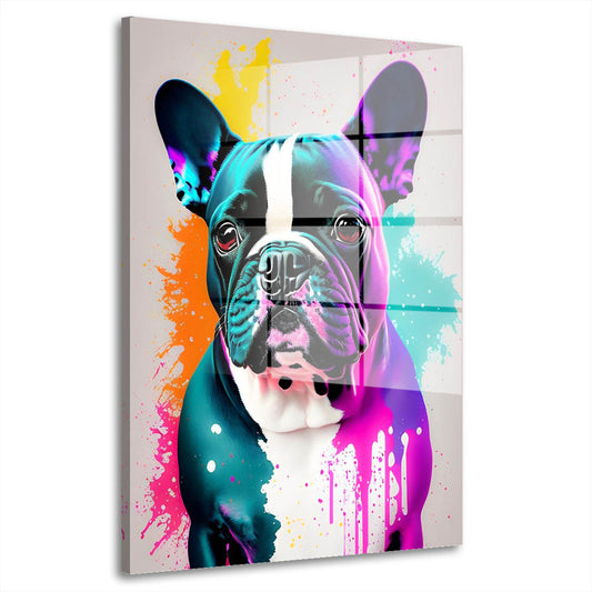 Französische Bulldogge Pop Art Acrylglasbild Wandbild Wanddeko Wohnzimmer XL