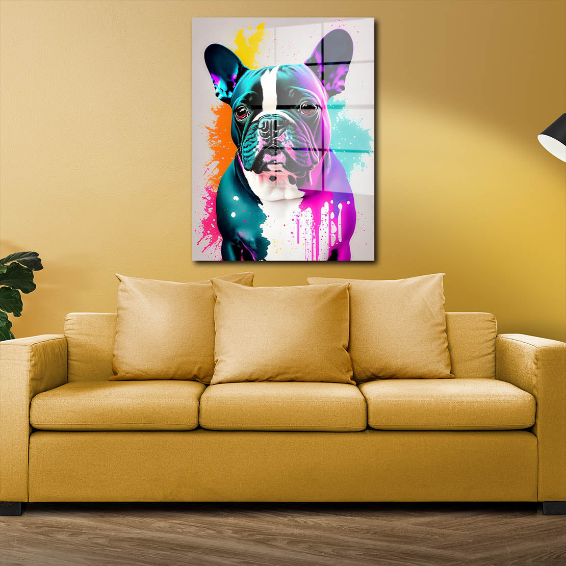 Französische Bulldogge Pop Art Acrylglasbild Wandbild Wanddeko Wohnzimmer XL