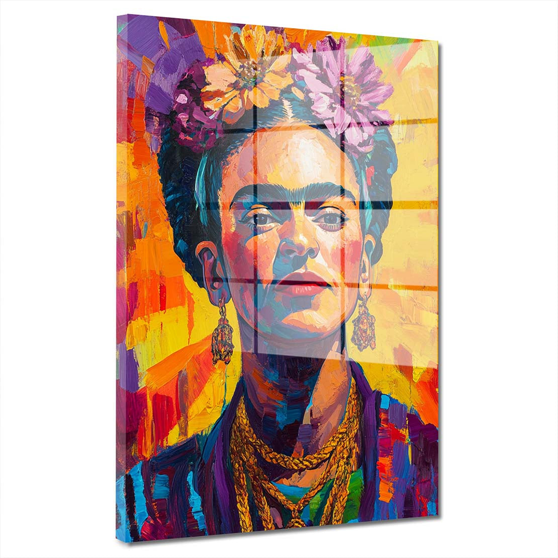 Frida Pop Art Portrait Acrylglasbild Wandbild Bild Wanddeko Wohnzimmer XL