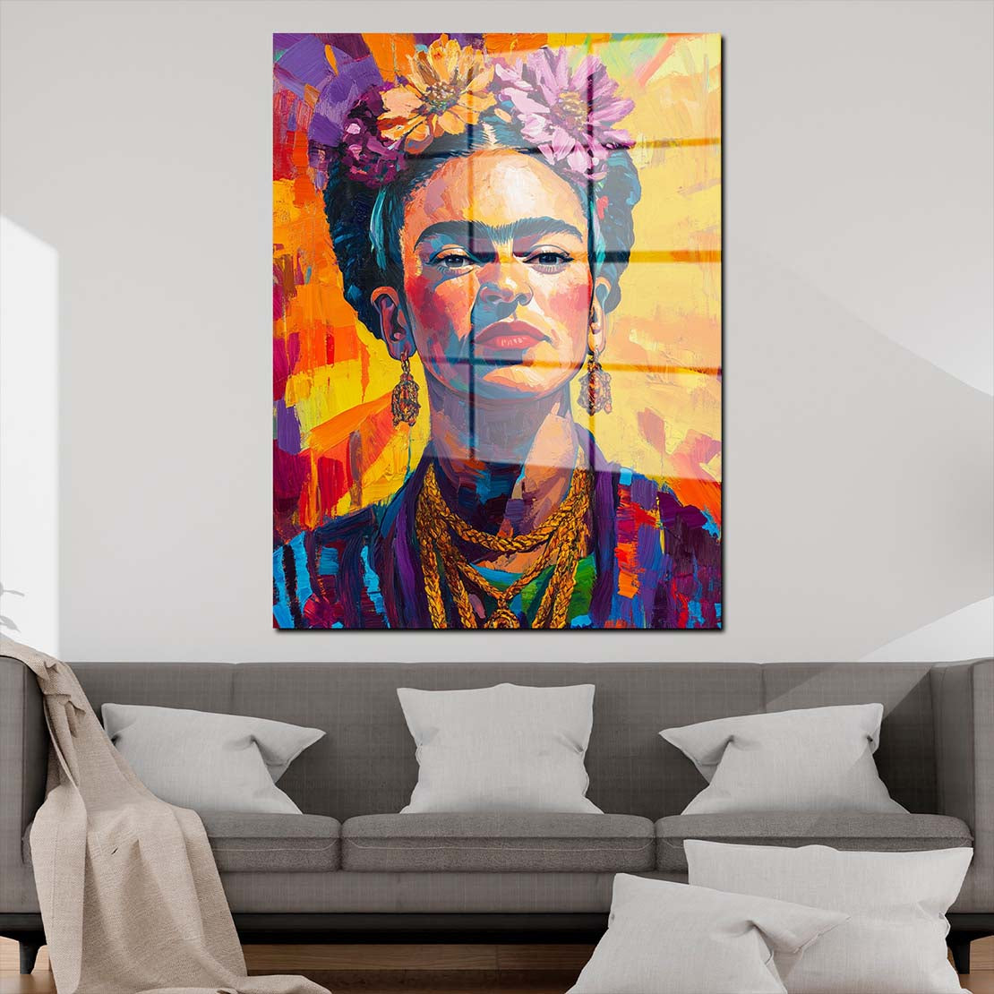 Frida Pop Art Portrait Acrylglasbild Wandbild Bild Wanddeko Wohnzimmer XL