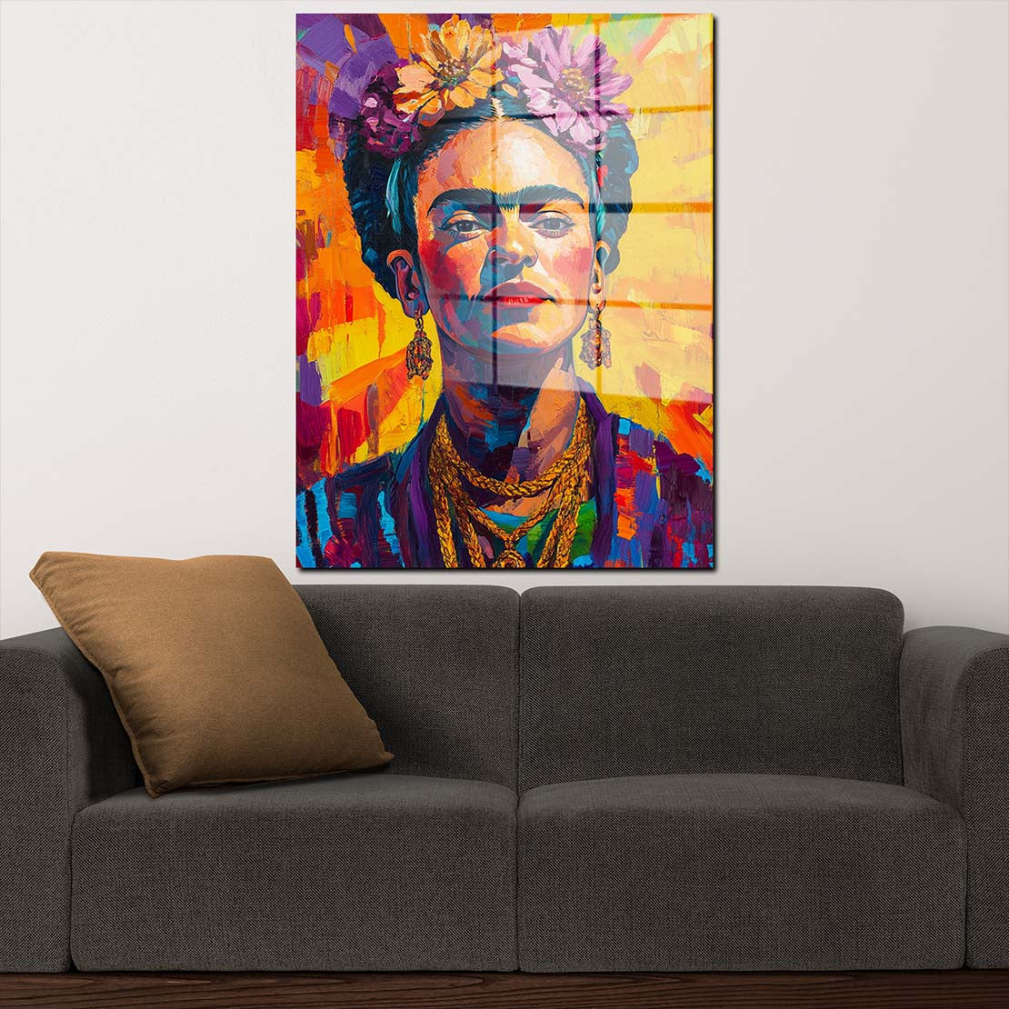 Frida Pop Art Portrait Acrylglasbild Wandbild Bild Wanddeko Wohnzimmer XL