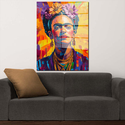 Frida Pop Art Portrait Acrylglasbild Wandbild Bild Wanddeko Wohnzimmer XL