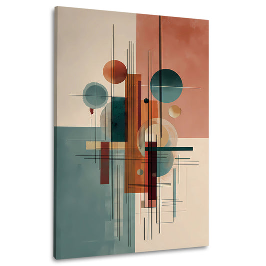 Geometrische Abstrakt Kreise Linien Wandbild Leinwandbild Kunstdruck XL Wanddeko