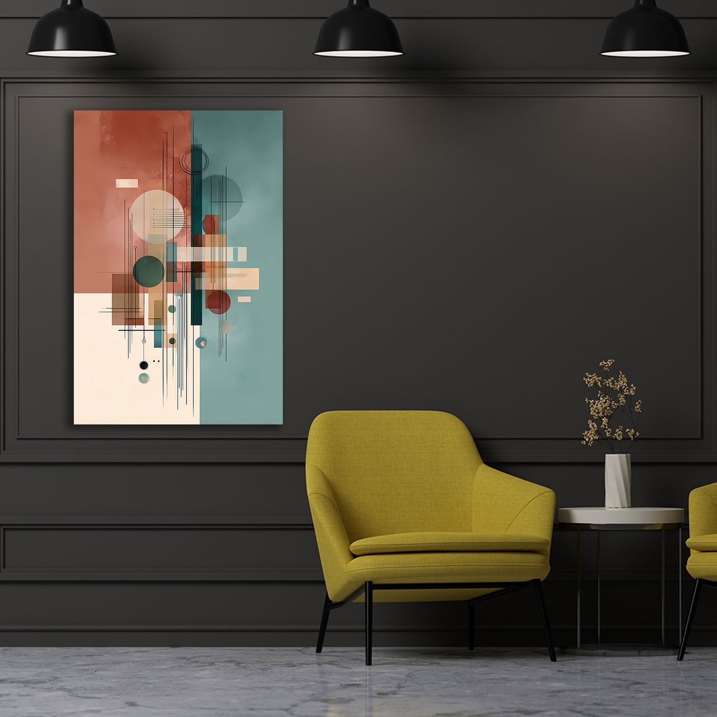 Geometrische Abstrakt Kreise Linien Wandbild Leinwandbild Kunstdruck XL Wanddeko