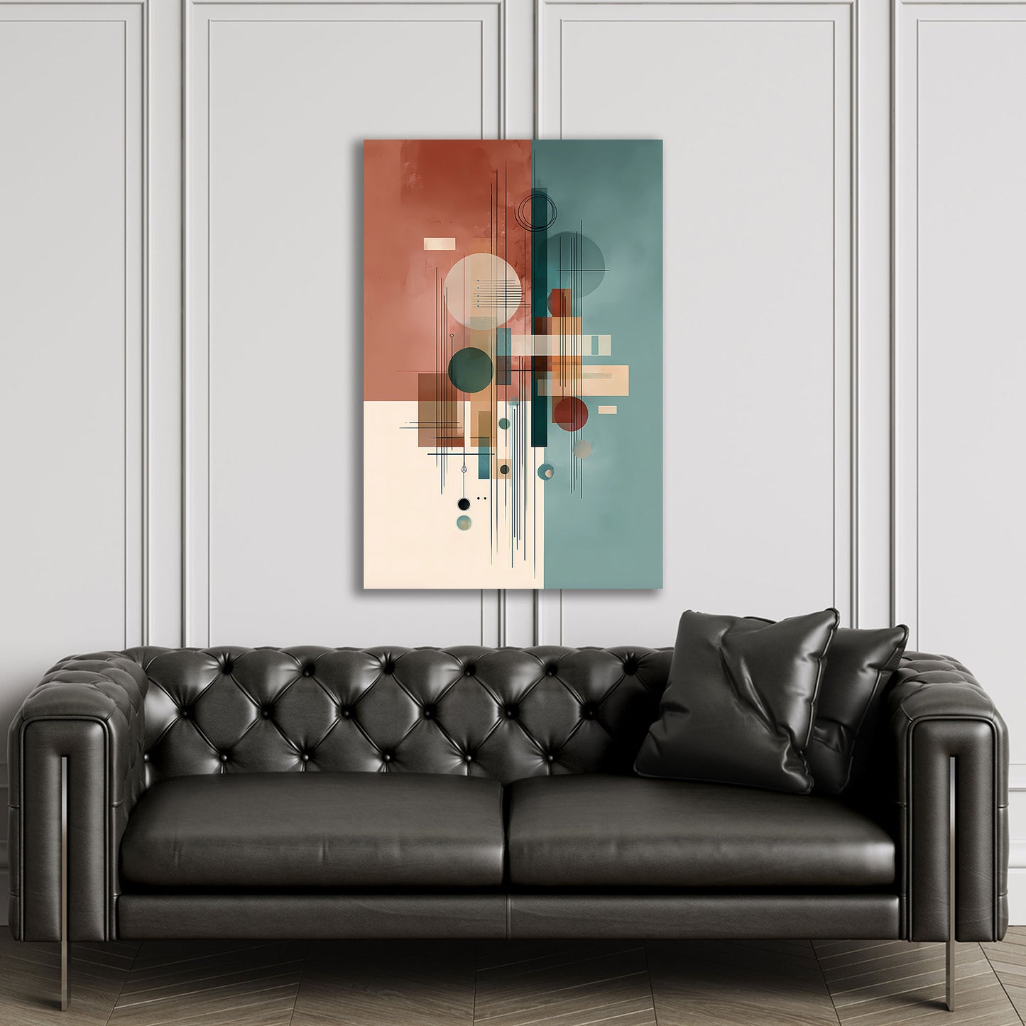 Geometrische Abstrakt Kreise Linien Wandbild Leinwandbild Kunstdruck XL Wanddeko