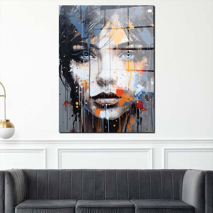 Gesicht Frau mit blauen Augen Acrylglasbild Wandbild Bild Wanddeko Wohnzimmer XL