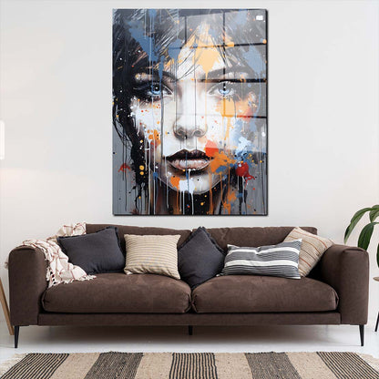 Gesicht Frau mit blauen Augen Acrylglasbild Wandbild Bild Wanddeko Wohnzimmer XL