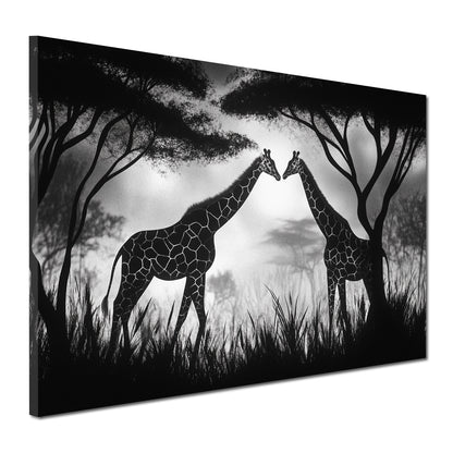 Giraffenpaar schwarz weiß Afrika Wandbild Leinwandbild Kunstdruck XL Wanddeko