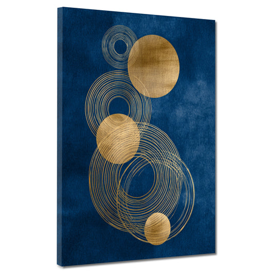 Minimalismus goldene Kreise & Linien Leinwandbild Wandbild Kunstdruck XL Deko