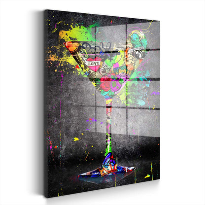 Graffiti Art Cocktail Acrylglasbild Wandbild Bild Wanddeko Wohnzimmer XL
