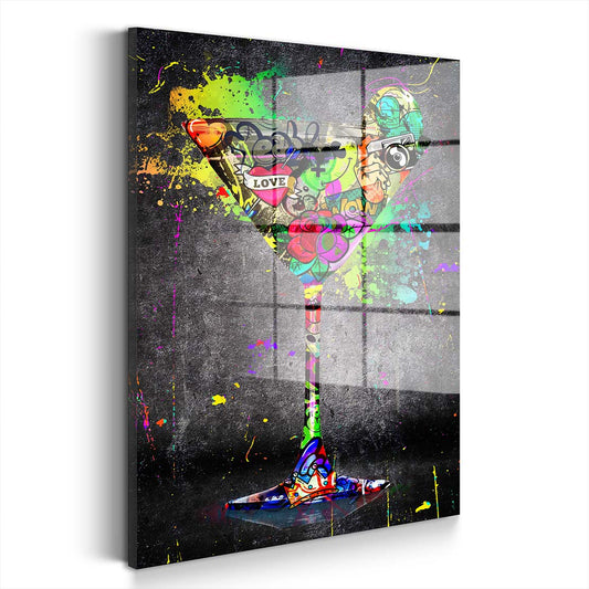 Graffiti Art Cocktail Acrylglasbild Wandbild Bild Wanddeko Wohnzimmer XL