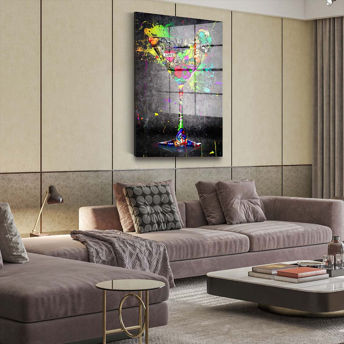 Graffiti Art Cocktail Acrylglasbild Wandbild Bild Wanddeko Wohnzimmer XL