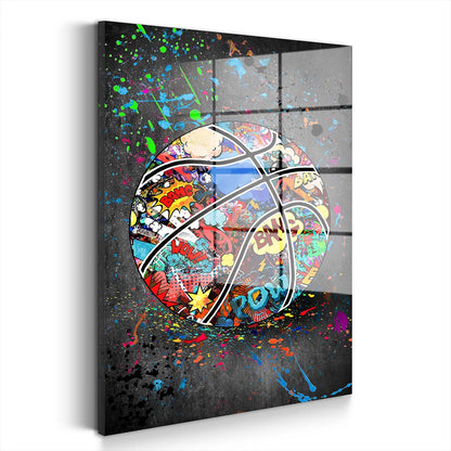 Graffiti Basketball Acrylglasbild Wandbild Bild Wanddeko Wohnzimmer XL