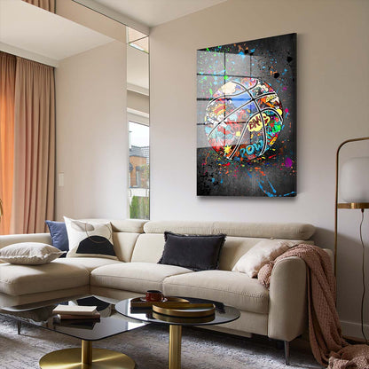 Graffiti Basketball Acrylglasbild Wandbild Bild Wanddeko Wohnzimmer XL