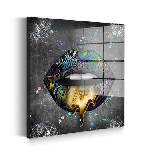 Graffiti Lippen Acrylglasbild Wandbild Bild Wanddeko Wohnzimmer XL