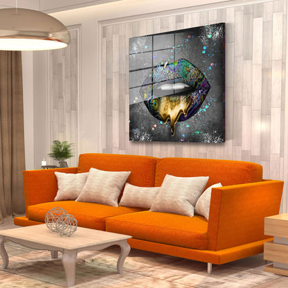 Graffiti Lippen Acrylglasbild Wandbild Bild Wanddeko Wohnzimmer XL