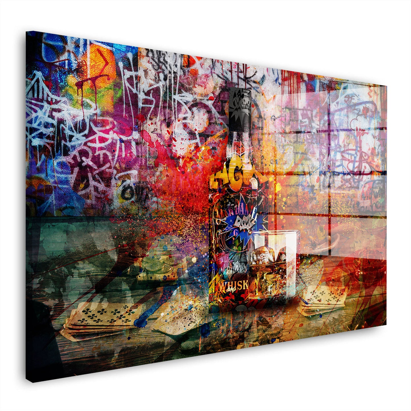 Graffiti Pop Art Whisky Acrylglasbild Wandbild Bild Wanddeko Wohnzimmer XL