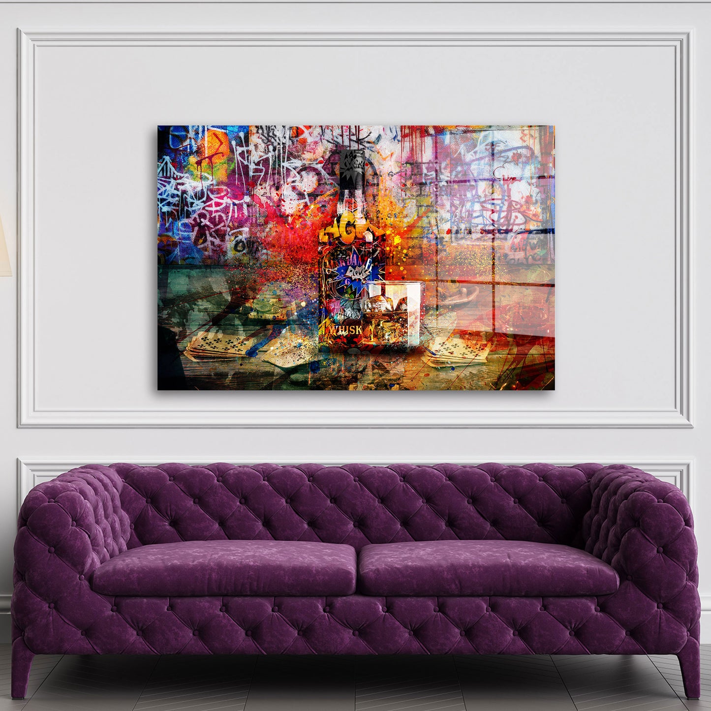 Graffiti Pop Art Whisky Acrylglasbild Wandbild Bild Wanddeko Wohnzimmer XL