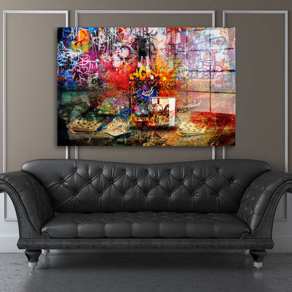 Graffiti Pop Art Whisky Acrylglasbild Wandbild Bild Wanddeko Wohnzimmer XL