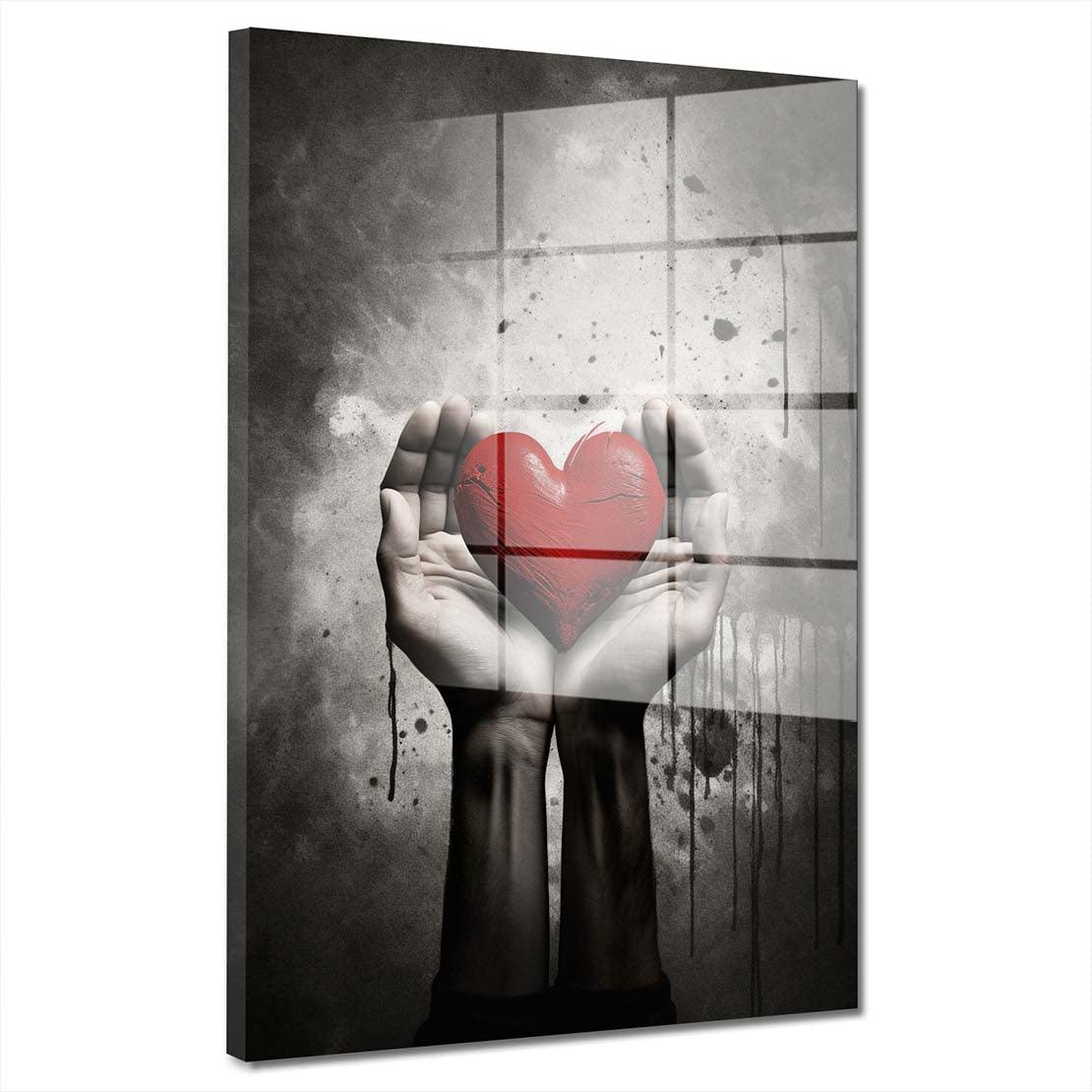 Hände mit Herz Abstract Acrylglasbild Wandbild Bild Wanddeko Wohnzimmer XL