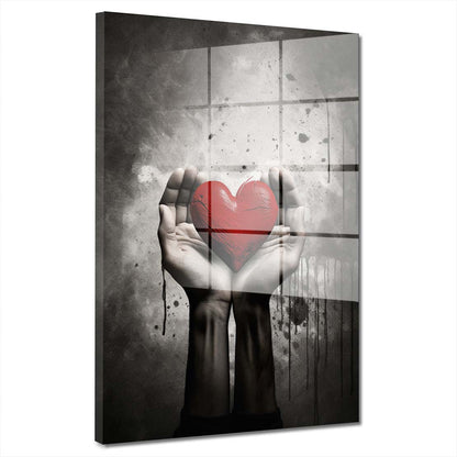 Hände mit Herz Abstract Acrylglasbild Wandbild Bild Wanddeko Wohnzimmer XL