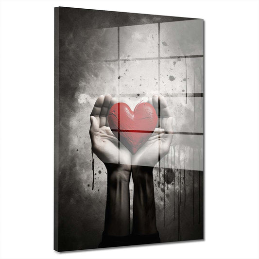 Hände mit Herz Abstract Acrylglasbild Wandbild Bild Wanddeko Wohnzimmer XL