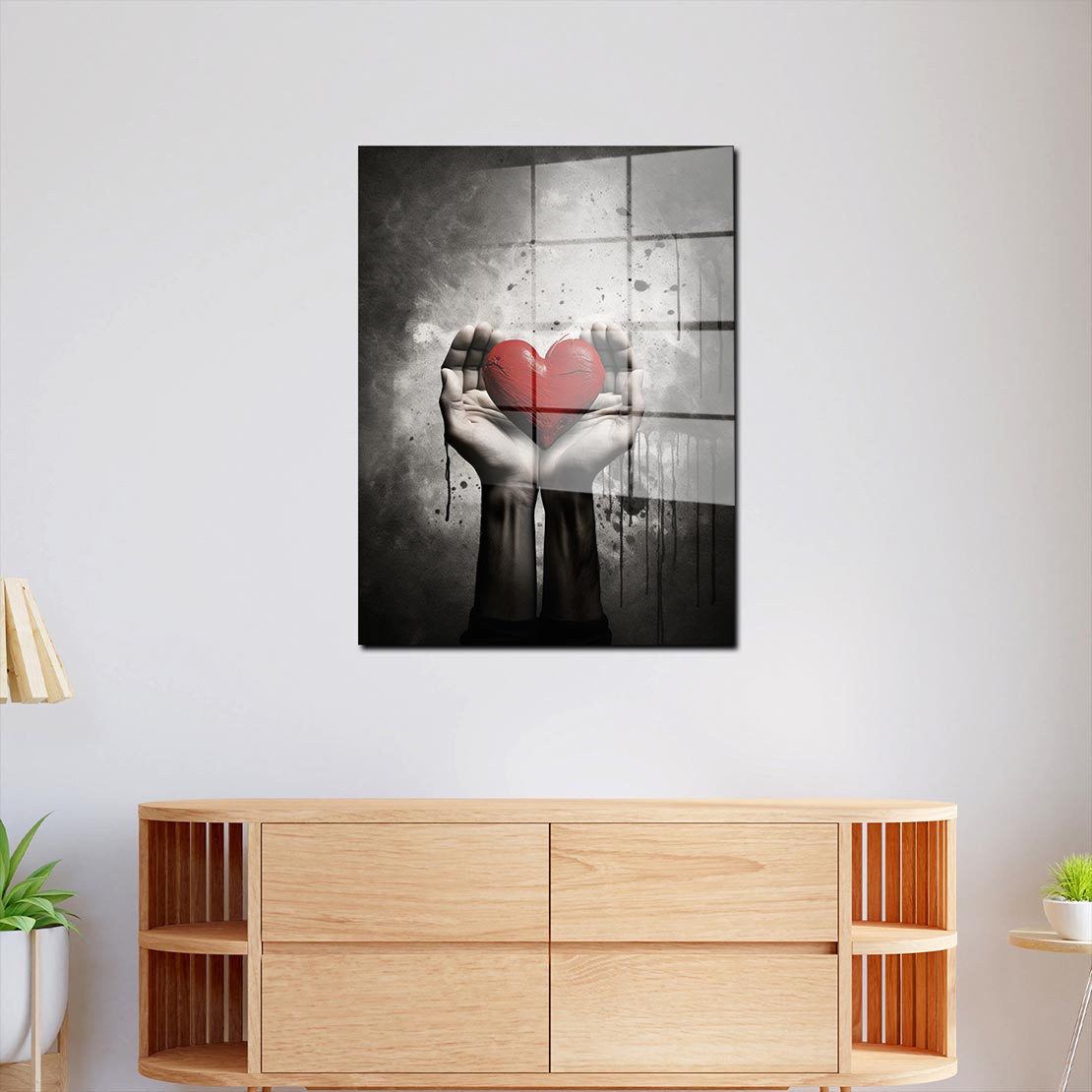 Hände mit Herz Abstract Acrylglasbild Wandbild Bild Wanddeko Wohnzimmer XL