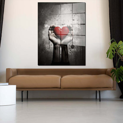 Hände mit Herz Abstract Acrylglasbild Wandbild Bild Wanddeko Wohnzimmer XL