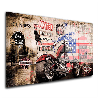 Harley Custom Bike Chopper Acrylglasbild Wandbild Bild Wanddeko Wohnzimmer XL