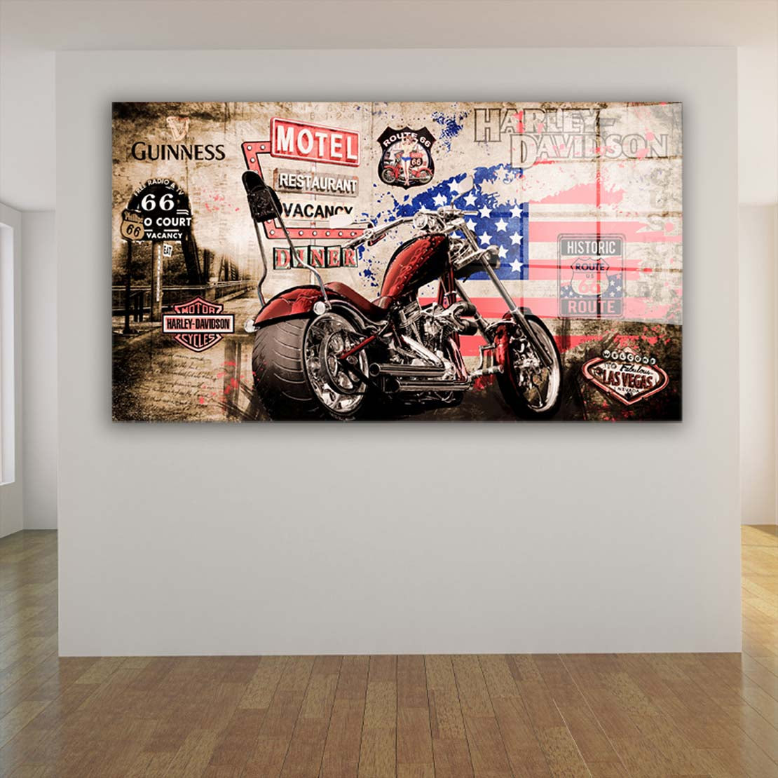 Harley Custom Bike Chopper Acrylglasbild Wandbild Bild Wanddeko Wohnzimmer XL