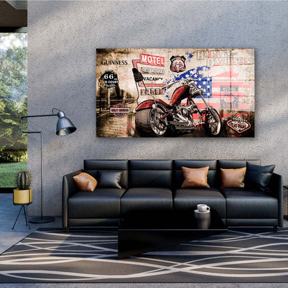 Harley Custom Bike Chopper Acrylglasbild Wandbild Bild Wanddeko Wohnzimmer XL