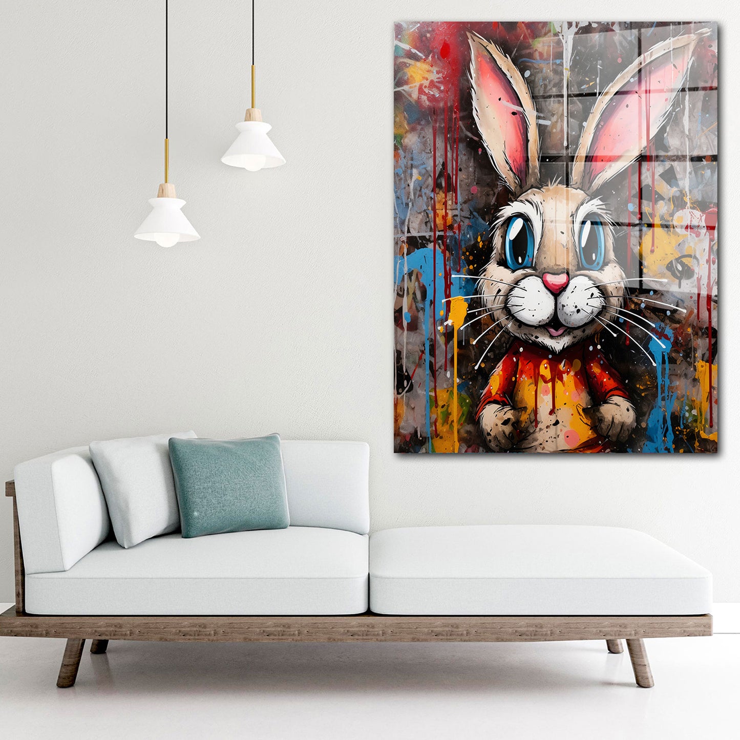 Hase Pop Art Acrylglasbild Wandbild Bild Wanddeko Wohnzimmer XL