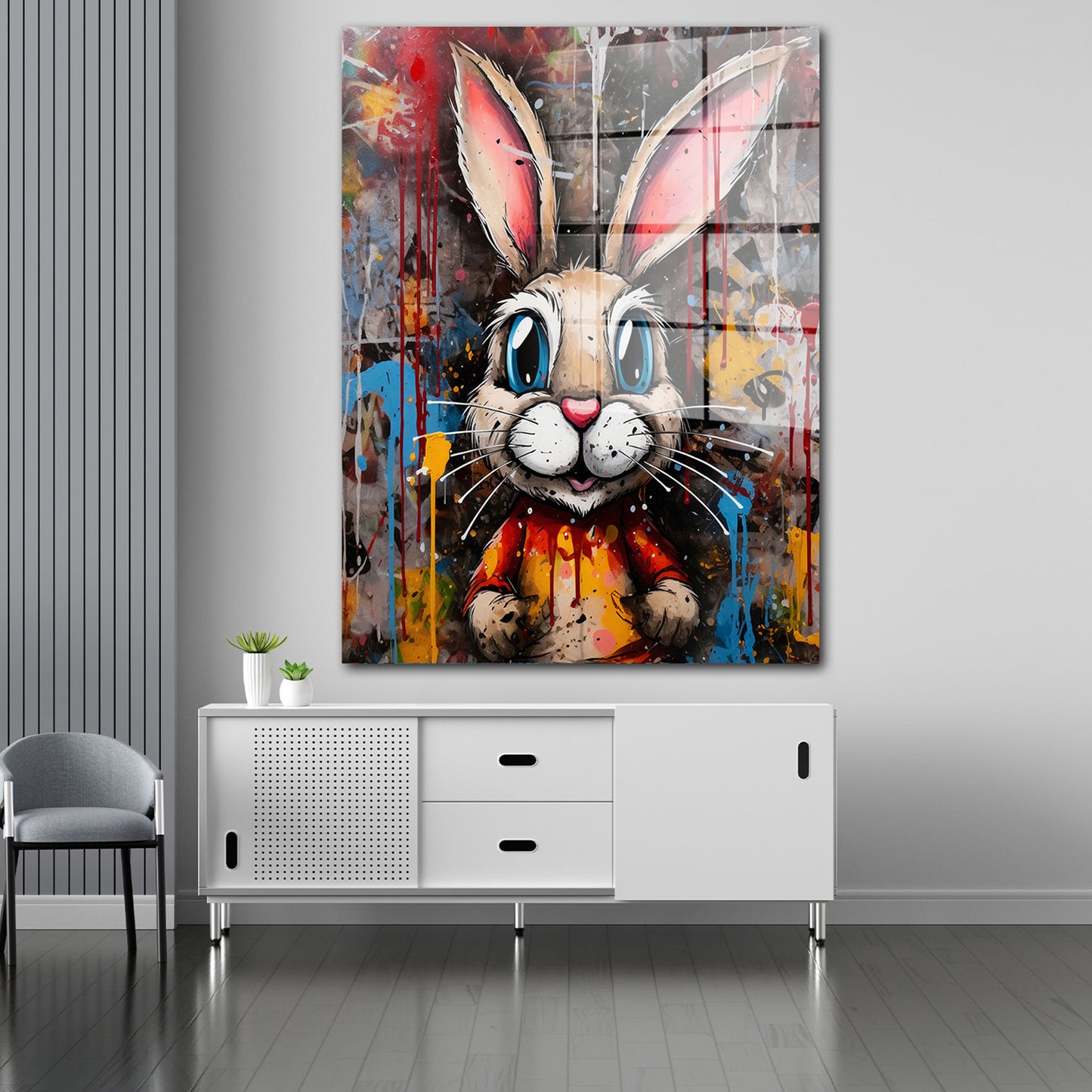 Hase Pop Art Acrylglasbild Wandbild Bild Wanddeko Wohnzimmer XL