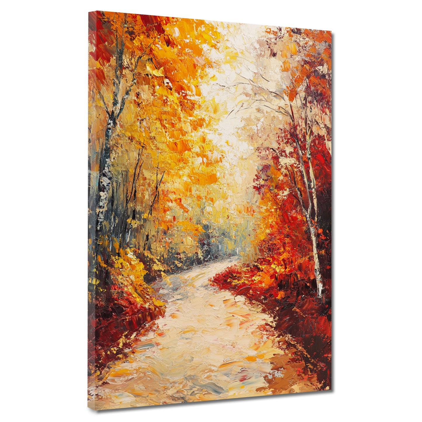 Herbstwald Weg goldene Blätter Leinwandbild Wandbild Kunstdruck XL Wanddeko