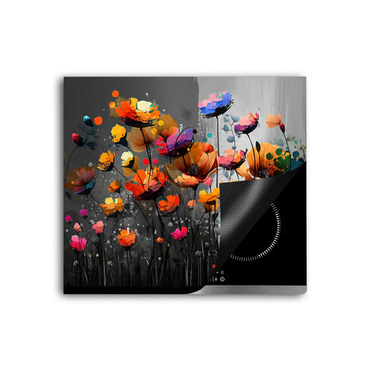 Abstrakt Blumen Herdabdeckplatte Vinyl Induktionsschutz Ceranfeld Kochfeld