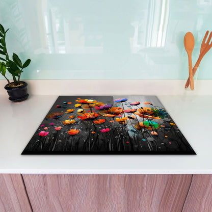 Abstrakt Blumen Herdabdeckplatte Vinyl Induktionsschutz Ceranfeld Kochfeld